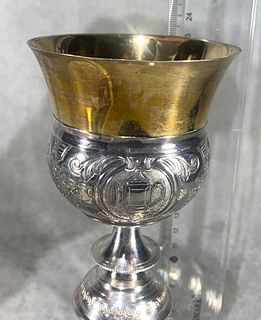 Chalice in Sterling Silver with mouth in gilt silver, XIX century