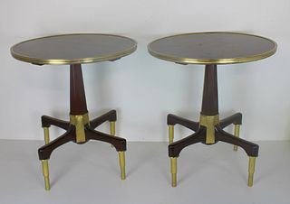 Pair of Gilt Metal and Mahogany Pedestal Tables.