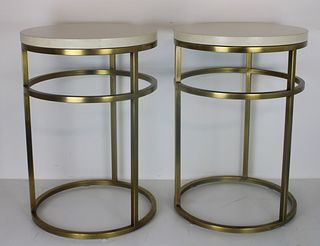 Pair of Gilt Metal and Stone Top Tables.