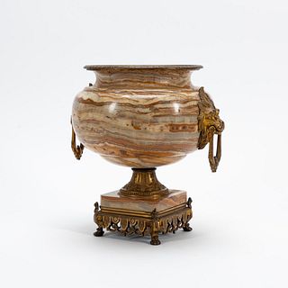 19TH C. BAROQUE-STYLE BRONZE MOUNTED ONYX URN