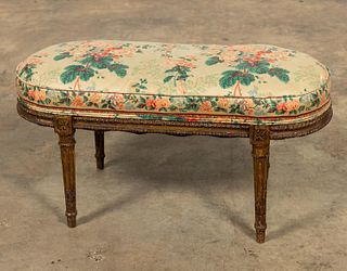 LOUIS XVI-STYLE FLORAL UPHOLSTERED FOOTSTOOL