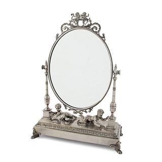FRENCH LOUIS XVI-STYLE SILVERPLATE DRESSING MIRROR