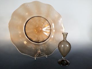A Venini glass vase, possibly by Vittorio Zechin, the ovoid body with applied line of dots to either
