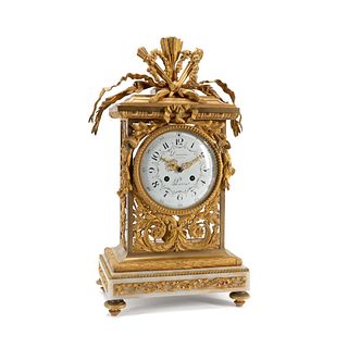 DENIERE LOUIS XVI-STYLE GILT MANTEL CLOCK, C. 1870