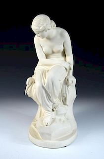 A Minton Parian figure of 'Solitude' issued by the Art Union of London, depicting Solitude modelled
