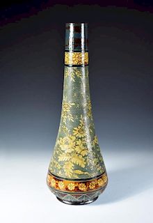 A large Doulton Lambeth Slater's patent bottle vase, the floral design with a cross-stitch effect, a