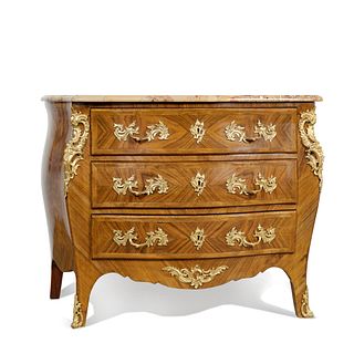 REGENCE-STYLE THREE-DRAWER MARBLE TOP COMMODE