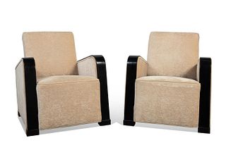 PAIR OF ART DECO STYLE TWO TONE LOUNGE CHAIRS