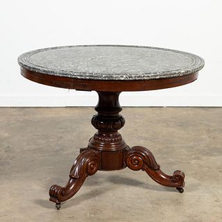 19TH C. LOUIS PHILIPPE MARBLE TOP CENTER TABLE