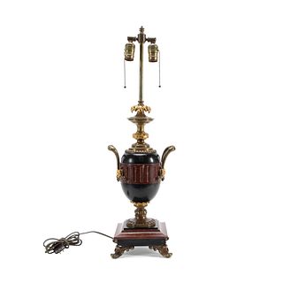 NAPOLEON III STYLE MIXED MARBLE & BRONZE LAMP