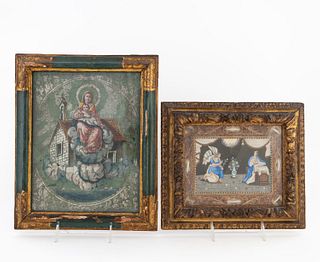 19TH C. CONTINENTAL RELIQUARY & RELIGIOUS PAINTING