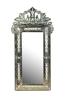 VENETIAN RECTANGULAR FORM FLORAL ETCHED MIRROR