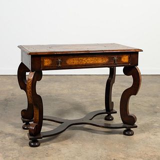 L. 19TH C. BAROQUE STYLE SEAWEED MARQUETRY TABLE