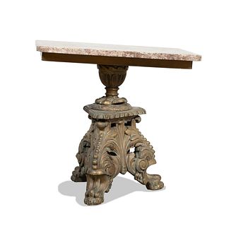 BAROQUE-STYLE BRONZE TABLE WITH MARBLE TOP