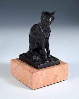 After Théophile Alexandre Steinlen, (Swiss, 1859–1923), a bronze model of a cat, modelled seated, si