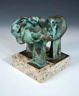 § Peter William Nicholas (b.1934), three abstract bronze standing studies, each mounted to the same