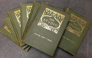 The Studio Year Book, including volume one with C. F. Voysey illustrations, sixteen uniform cloth bo