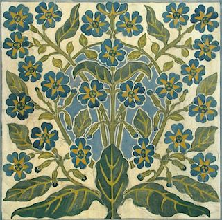 Three early 20th century wallpaper designs, each painted in watercolour with stylised foliate design