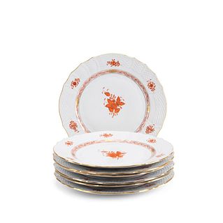 7 HEREND RUST CHINESE BOUQUET 11" DINNER PLATES