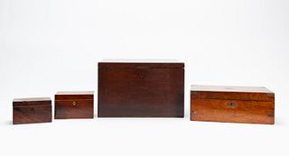 SELECTION OF FOUR 19TH C. ENGLISH MAHOGANY BOXES