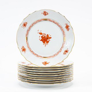 10 HEREND RUST CHINESE BOUQUET DINNER PLATES