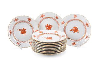 12 RUST CHINESE BOUQUET BREAD & BUTTER PLATES