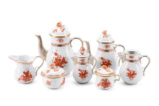 7PC HEREND RUST CHINESE BOUQUET COFFEE SET