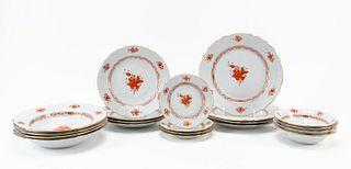 20PC HEREND RUST CHINESE BOUQUET, SERVICE FOR FOUR