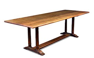 A Heal's oak 'Churchill' dining table, circa 1922, designed by Philip Tilden and Ambrose Heal, the r