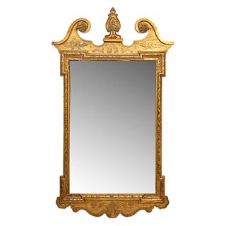 19TH C. GEORGE II STYLE CARVED GILTWOOD MIRROR