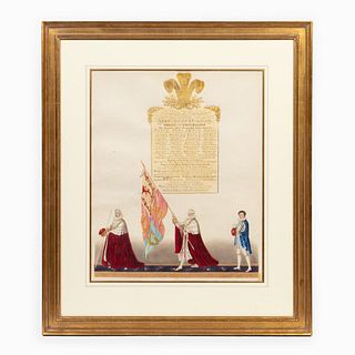 19TH C. CORONATION OF GEORGE IV BOOK PLATE, FRAMED