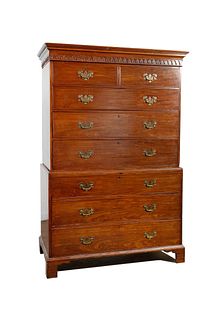 19TH C. GEORGIAN STYLE SEVEN-DRAWER CHEST ON CHEST