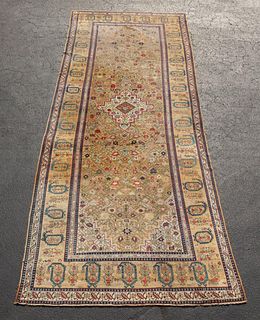 ANTIQUE HAND KNOTTED CAUCASIAN RUG, 18' X 7' 2"