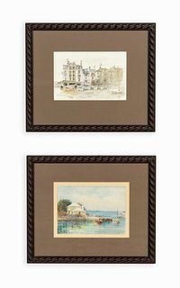 TWO COASTAL WATERCOLORS BY LAESSIG & TUCKER