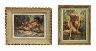 TWO ROY KEISTER OIL ON BOARD NUDES, CIRCA 1940