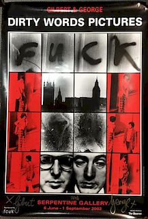 Gilbert and George, 'Dirty Words & Pictures', a signed exhibition poster, from the 2002 show at the
