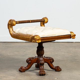 CLASSICAL-STYLE PARCEL GILT DOLPHIN PIANO STOOL