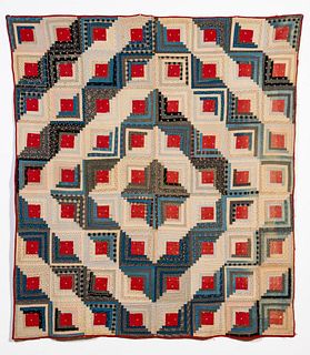VINTAGE RED, WHITE, AND BLUE OHIO STAR QUILT