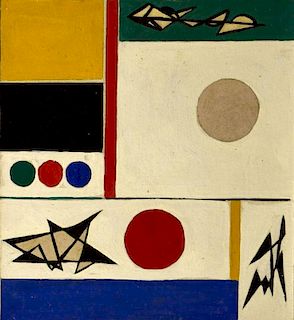 Derek Rogers (British, 20th Century) Abstract Design, 24.5 x 26.5 cm; and Three Figures, 54.5 x 31.5