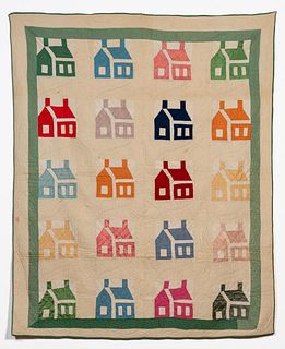 AMERICAN PATCHWORK HOUSE QUILT, CA 1970