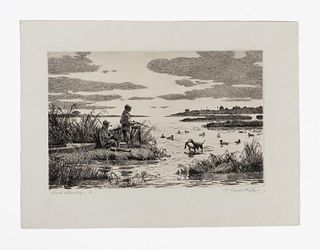 AIDEN LASSELL RIPLEY ETCHING, "DUCK SHOOTING"