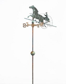 HORSE & SULKY CARRIAGE COPPER & IRON WEATHER VANE