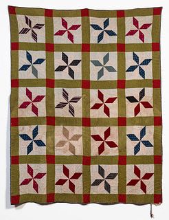 HAND QUILTED COTTON STAR VARIATION QUILT