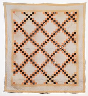 HAND QUILTED COTTON CROSSROADS VARIATION QUILT