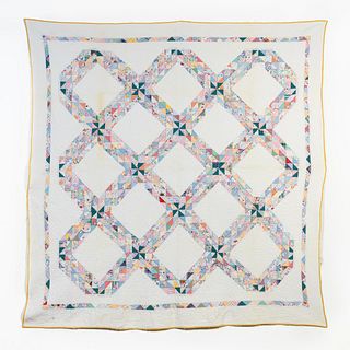 HAND QUILTED COTTON CROSSROADS QUILT