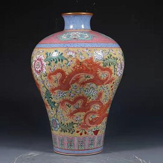 A Fencai Porcelain Meiping Vase