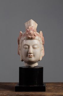 A Carved HanBai Jade Guanyin Head