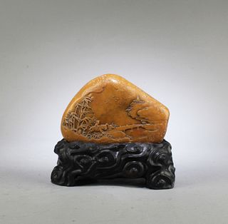 A Carved Soapstone Inscribed Seal