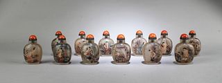 A Dozen of Peking Glass Snuff Bottles