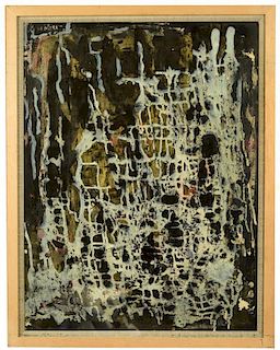 § Shamai Haber (Polish, 1922-1995) Abstract composition signed and dated upper left "Haber / '58" mi